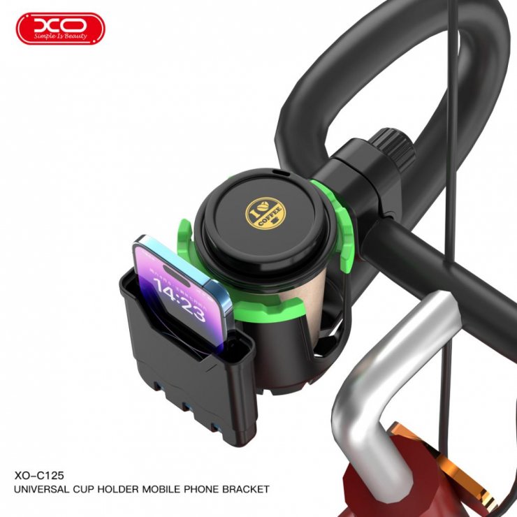 Imagine Suport telefon + cup holder pentru bicicleta Negru, XO C125