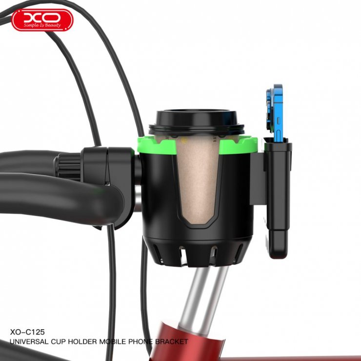 Imagine Suport telefon + cup holder pentru bicicleta Negru, XO C125