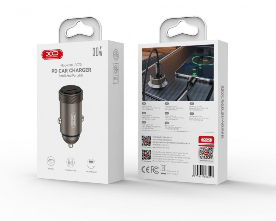 Imagine Incarcator auto USB-C 30W Aluminiu, XO CC70