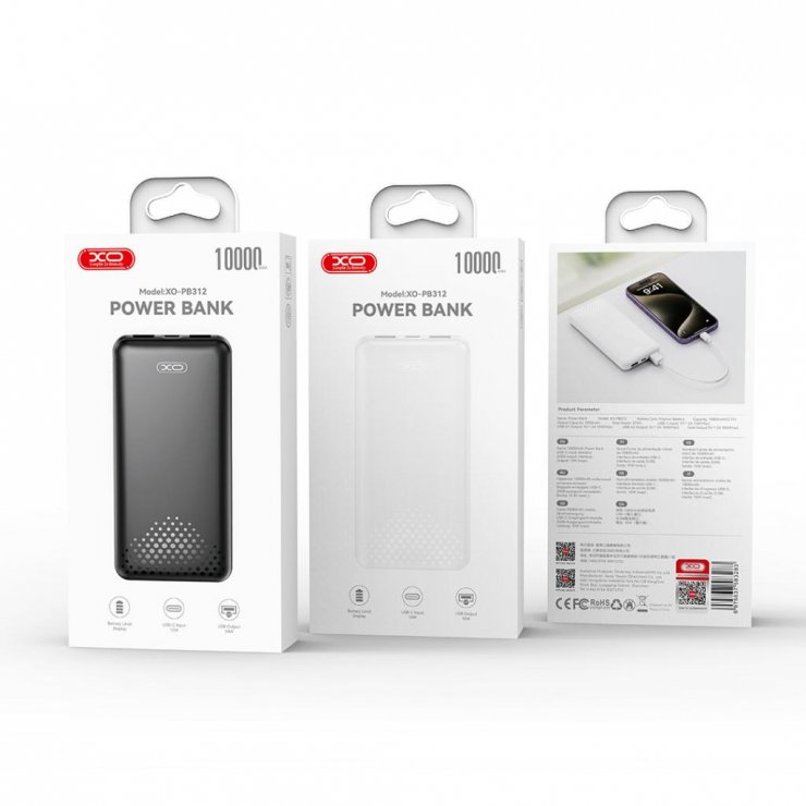 Imagine Power bank 10000 mAh Negru, XO PB312