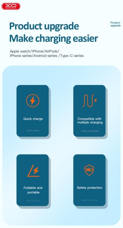 Imagine Stand/incarcator Wireless 15W pentru smartphone/watch/pencil/TWS Negru, XO WX033