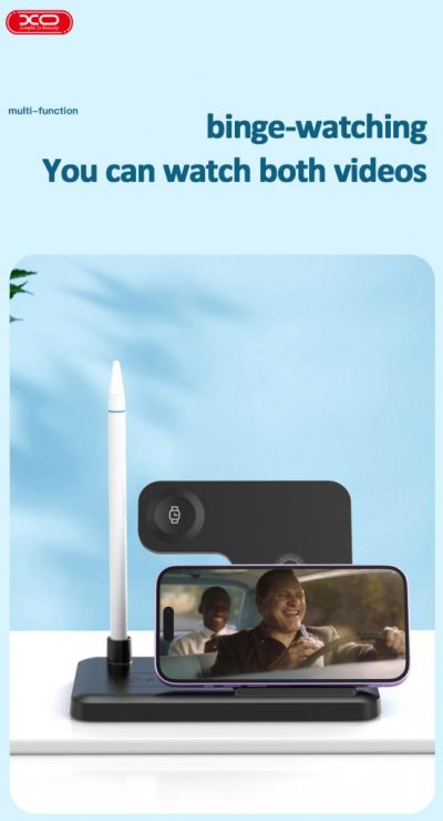 Imagine Stand/incarcator Wireless 15W pentru smartphone/watch/pencil/TWS Negru, XO WX033