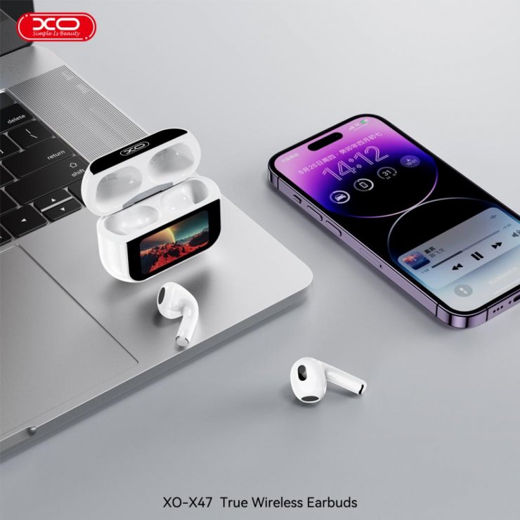 Imagine Casti bluetooth 5.4 HF TWS Smart screen Alb, XO X47