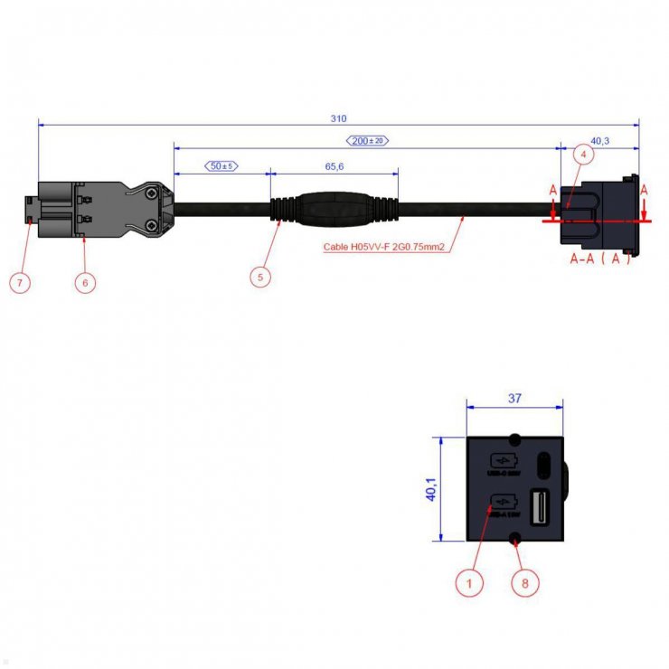 Imagine Modul incarcare USB-A + USB type C 22W, Bachmann 917.2271
