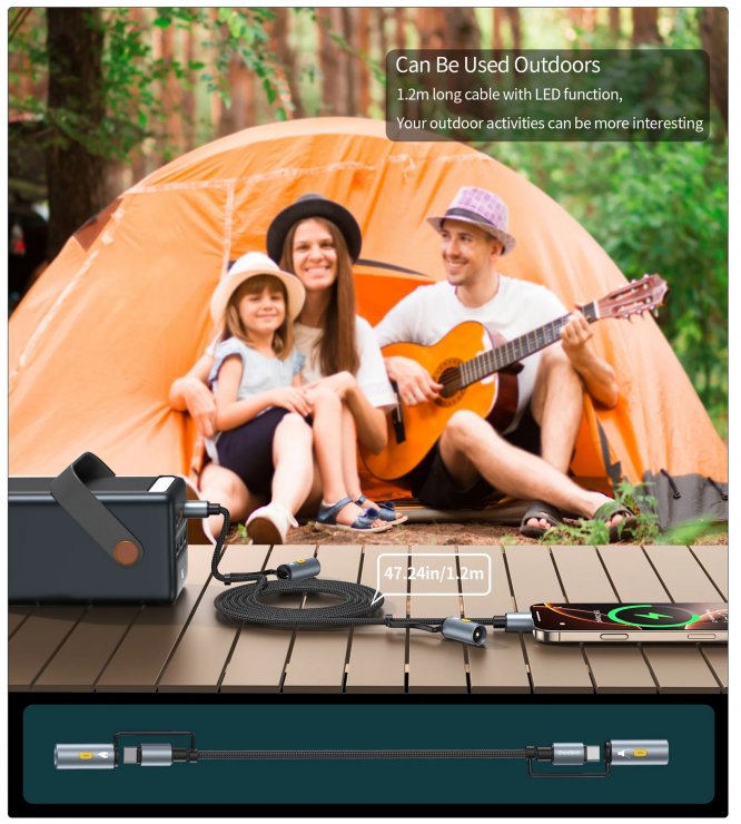 Imagine Cablu USB type C 4in1 60W T-T 1.2m brodat Negru, CC1001