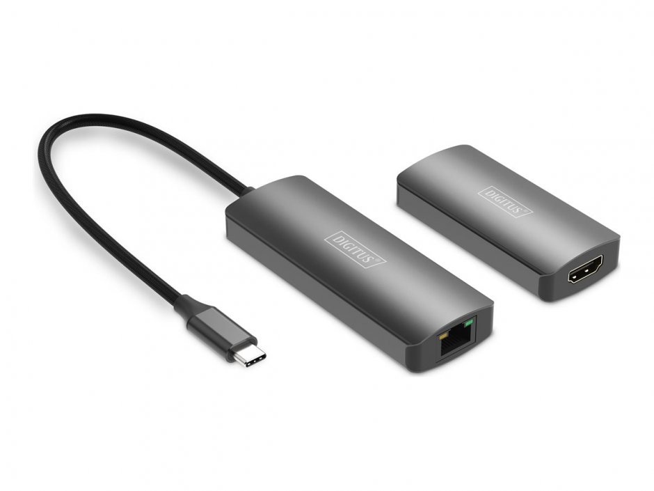 Imagine Extender USB type C la HDMI 4K120Hz via LAN max. 30m, Digitus DS-55343