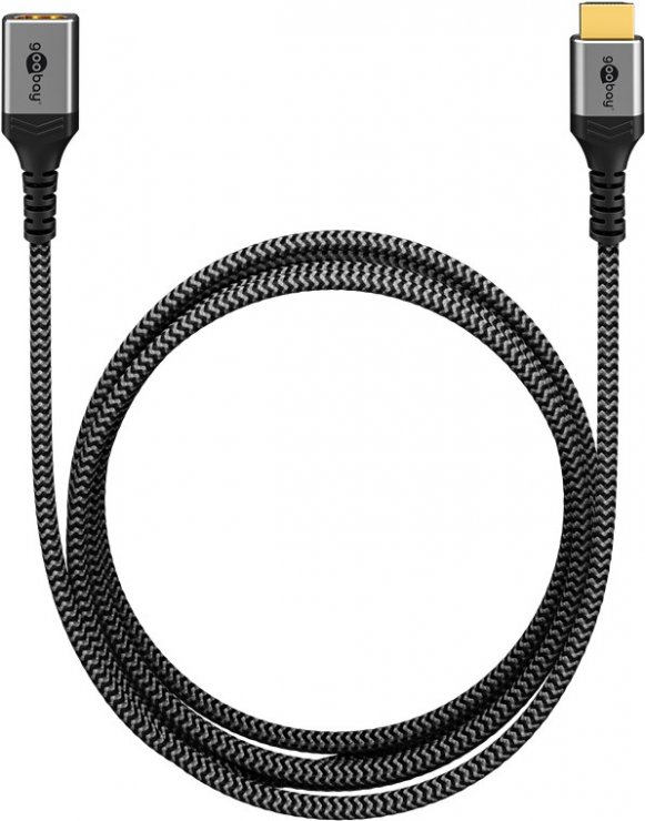 Imagine Cablu prelungitor HDMI 8K60Hz/4K120Hz T-M 3m brodat Alb/Negru, Goobay G79107