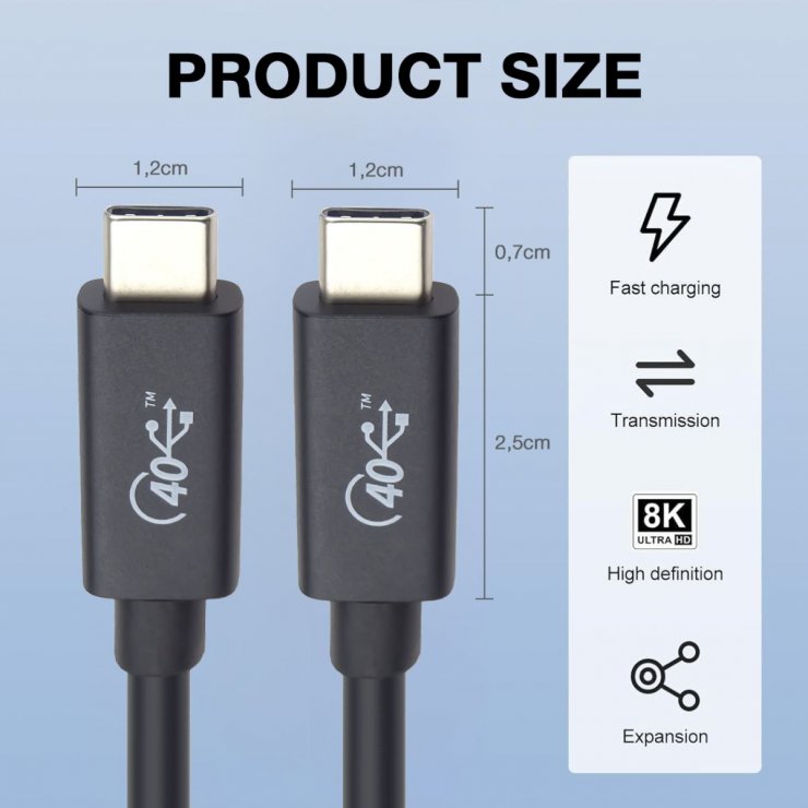 Imagine Cablu Thunderbolt 3/USB 4 T-T 100W 8K60Hz 0.5m, ku4cx05bk