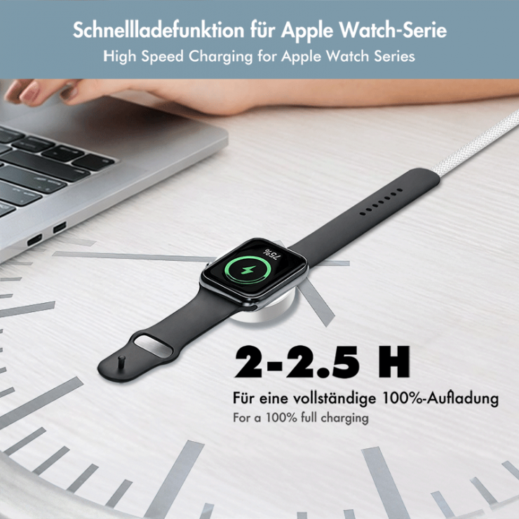 Imagine Cablu de incarcare USB type C pentru Smartwatch Apple Watch 0-10/SE series/Ultra 1/2/3 1m Alb, Logilink PA0379