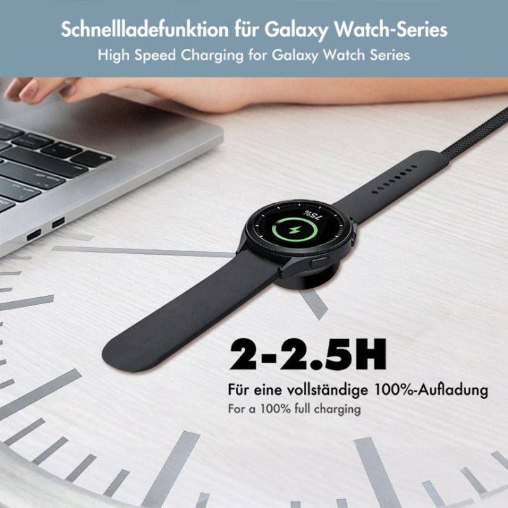 Imagine Cablu de incarcare USB type C pentru Smartwatch Galaxy Watch 3-8/Active 1/2/Ultra 1m Negru, Logilink PA0381