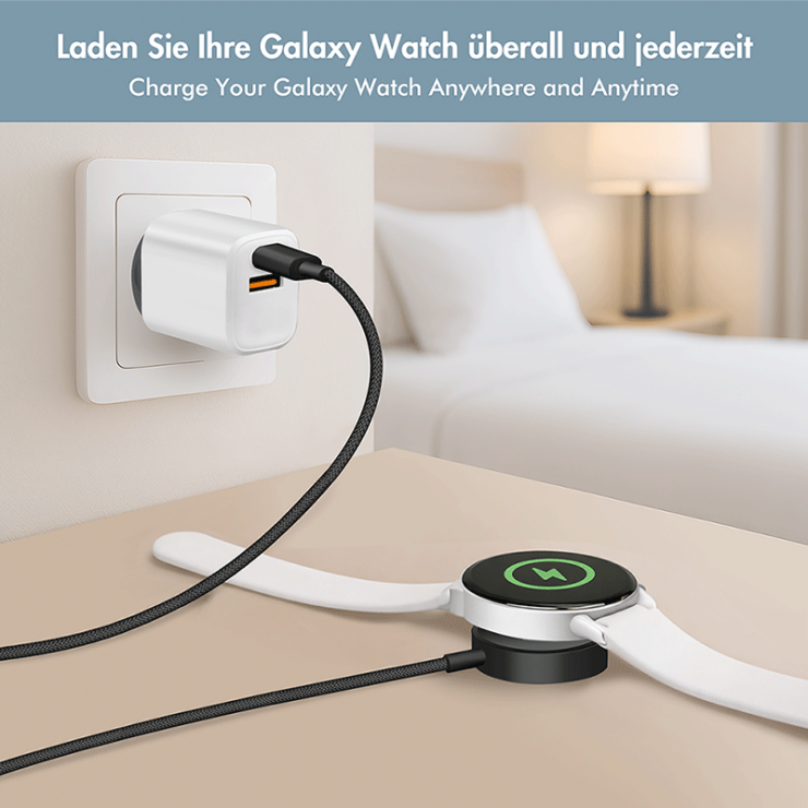 Imagine Cablu de incarcare USB type C pentru Smartwatch Galaxy Watch 3-8/Active 1/2/Ultra 1m Negru, Logilink PA0381