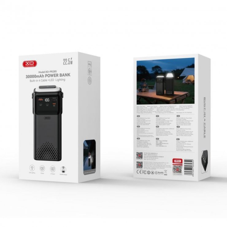 Imagine Power bank 30000 mAh 22.5W + lanterna Negru, XO PR285
