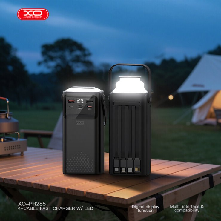 Imagine Power bank 30000 mAh 22.5W + lanterna Negru, XO PR285