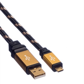 Cablu micro USB la USB 2.0 GOLD T-T 1.8m, Roline 11.02.8826