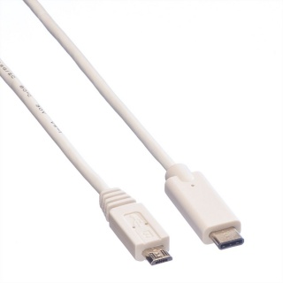 Cablu USB 2.0 tip C la micro USB Alb 2m, Value 11.99.9021