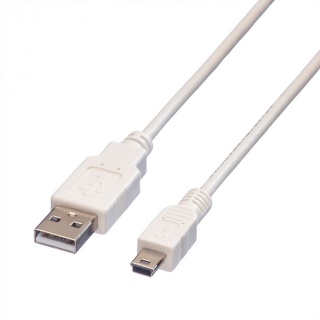 Cablu USB 2.0 la mini USB T-T 0.8m alb, Value 11.99.8708