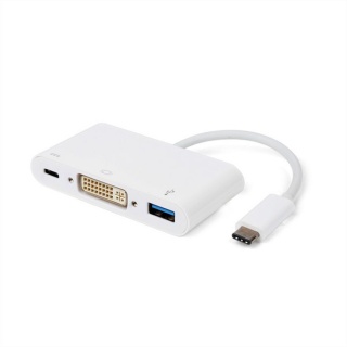 Adaptor USB 3.1 tip C la 1 x DVI, 1 x USB 3.0, 1 x conector alimentare (PD) T-M, Roline 12.02.1130 