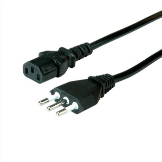 Cablu de alimentare CEI23-50 Italy la C13 10A negru 1.8m, Value 19.99.2072