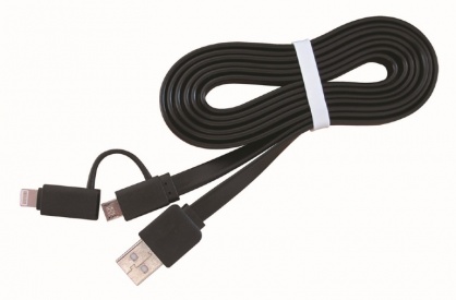 Cablu de incarcare USB la micro USB + adaptor Lightning iPhone negru 1m, Gembird CC-USB2-AMLM2-1M