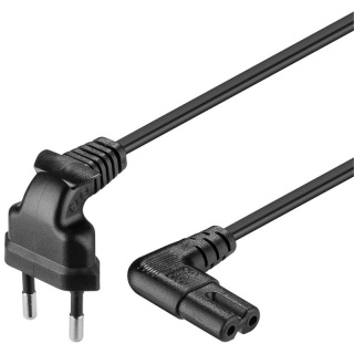 Cablu alimentare Euro la IEC C7 (casetofon) 2 pini 0.75m in unghi, Goobay 97344
