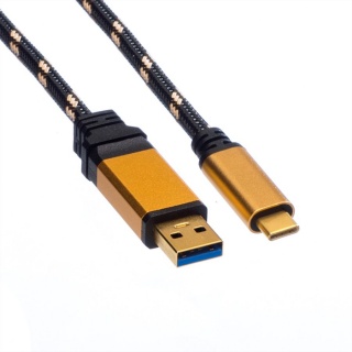 Cablu USB 3.1 la USB tip C T-T 0.5m Gold, Roline 11.02.9012