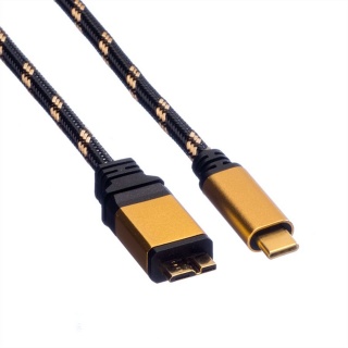 Cablu USB 3.1 tip C la micro USB-B GOLD T-T 0.5m, Roline 11.02.9025