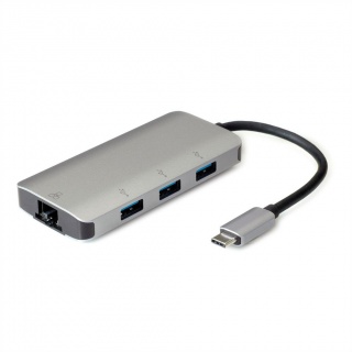 HUB USB-C cu 3 porturi USB-A + 1 x Gigabit LAN, Roline 12.02.1108