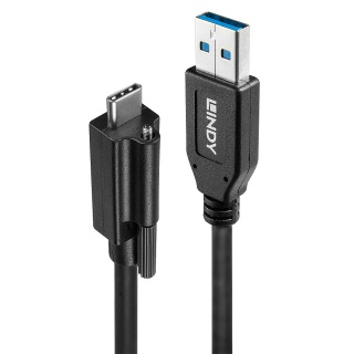 Cablu USB 3.1-A la USB-C 3.1 cu surub T-T 1m negru, Lindy L41878