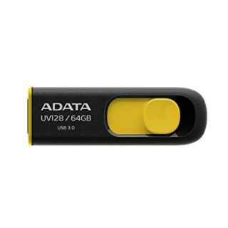 Stick USB 3.1 64GB UV128 retractabil Negru/Galben, ADATA AUV128-64G-RBY