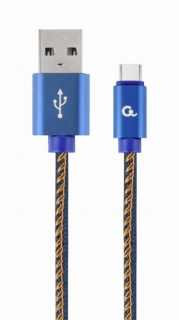 Cablu USB 2.0 la USB-C Premium jeans (denim) 1m, Gembird CC-USB2J-AMCM-1M-BL