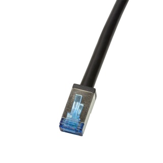 Cablu de retea S/FTP RJ45 pentru exterior CAT.6A 1m Negru, Logilink CQ7033S