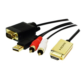 Cablu convertor HDMI la VGA cu audio si alimentare USB T-T 2m, Logilink CV0052A