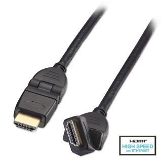 Cablu HDMI v1.4 Full HD 2m T-T conectori rotativi 180 grade Negru, Lindy L41516