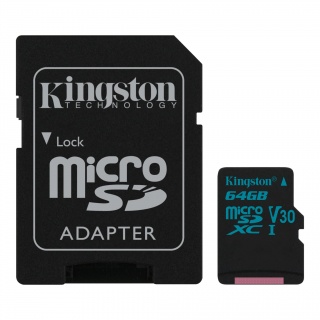 Card de memorie micro SDXC + adaptor SD 64GB clasa 10 UHS-I, Kingston SDCG2/64GB