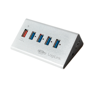 HUB USB 3.0 cu 4 porturi + 1 port Quick/Fast charge montare masa, Logilink UA0227