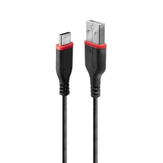 Cablu de incarcare + date USB 2.0 la USB-C rezistent 3A T-T 0.5m Negru, Lindy L36875