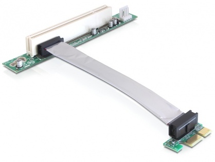 Riser card PCI Express x1 la PCI 32Bit 5V cablu 13 cm insertie stanga, Delock 41857