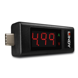 Adaptor USB tip C cu LED indicator pentru Voltaj si Amperaj, Lindy L43050