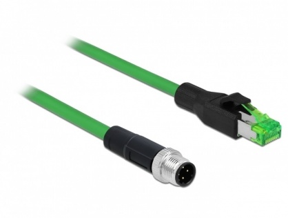 Cablu de retea M12 4 pini D-coded la RJ45 PVC 2m, Delock 85438