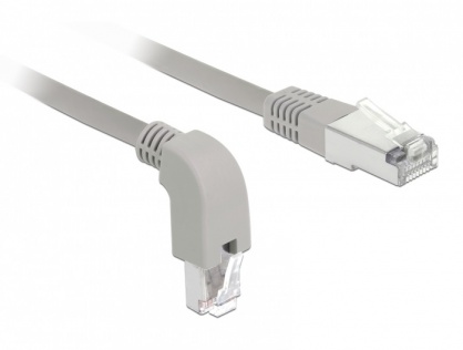 Cablu de retea RJ45 cat 6 S/FTP LSOH unghi jos/drept 2m Gri, Delock 85866