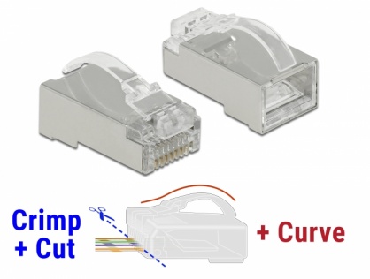 Set 20 buc conector RJ45 Cat.6 STP Crimp+Cut+Curve, Delock 86474