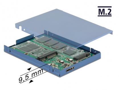 Convertor micro-B USB 3.1 la M.2 SSD key B + mSATA cu rack extern 2.5" 9.5mm, Delock 62787