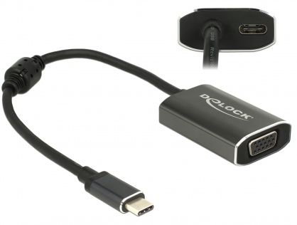 Adaptor USB-C la VGA (DP Alt Mode) T-M cu PD (Power delivery), Delock 62989