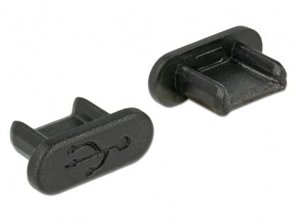 Protectie impotriva prafului pentru conector micro USB-B mama Negru set 10 buc, Delock 64007