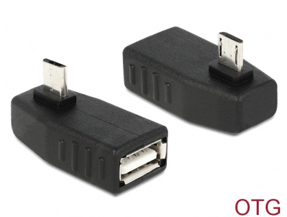 Adaptor micro USB B la USB 2.0 A T-M OTG unghi 270, Delock 65473