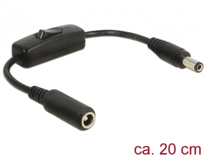 Cablu prelungitor DC 5.5 x 2.5 mm T-M cu switch 0.2m, Delock 65497