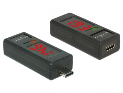Adaptor USB tip C cu LED indicator pentru Voltaj si Amperaj, Delock 65688