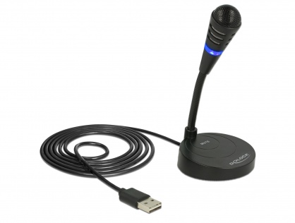 Microfon USB cu baza si buton tactil Mute, Delock 65868