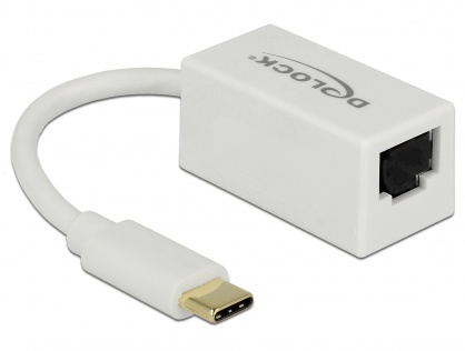 Adaptor USB 3.1-C Gen 1 la Gigabit LAN compact alb, Delock 65906