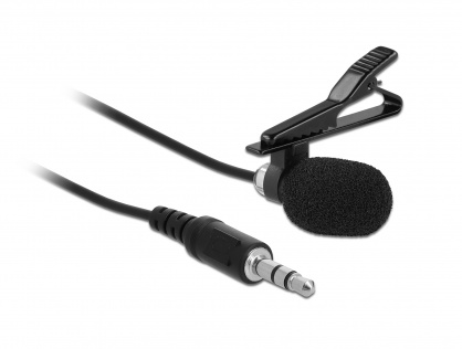 Microfon tip lavaliera Omnidirectional cu Clip jack stereo 3.5mm + Adaptor pentru Smartphone/tableta, Delock 66279